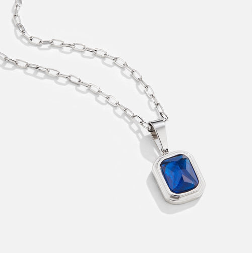 Colar com Pendente Azul Oceano Prateado