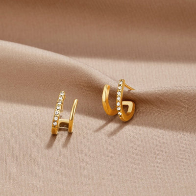Brincos de Garra Ouro 18K e Cristal