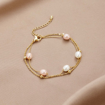 Pulseira de Pérola de Água Doce em Camadas